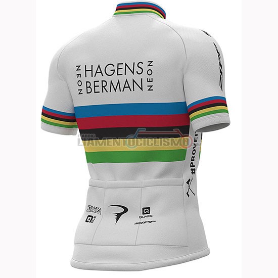 Abbigliamento Ciclismo UCI Mondo Campione Androni Giocattoli Manica Corta 2019 Bianco